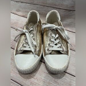 Gold Low Top Metallic Sneakers Tennis Shoes H&M Size 3